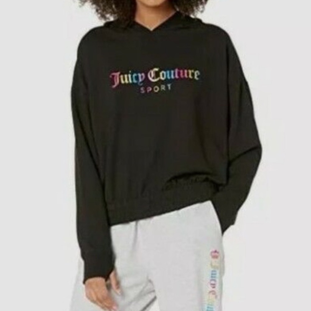 Juicy Couture Black Hoodie with Rainbow Logo